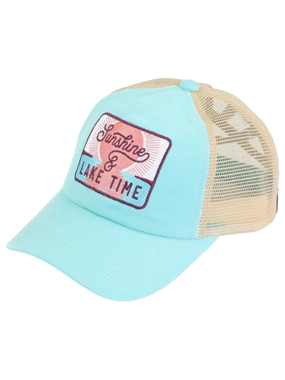 7143. C.C Aqua 'Sunshine & Lake Time' Mesh Trucker Hat